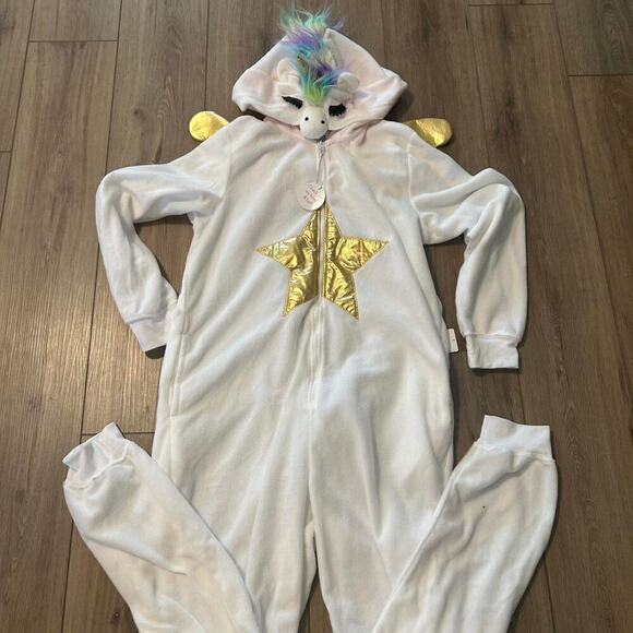 White and gold unicorn onesie pajamas - Picture 1 of 8